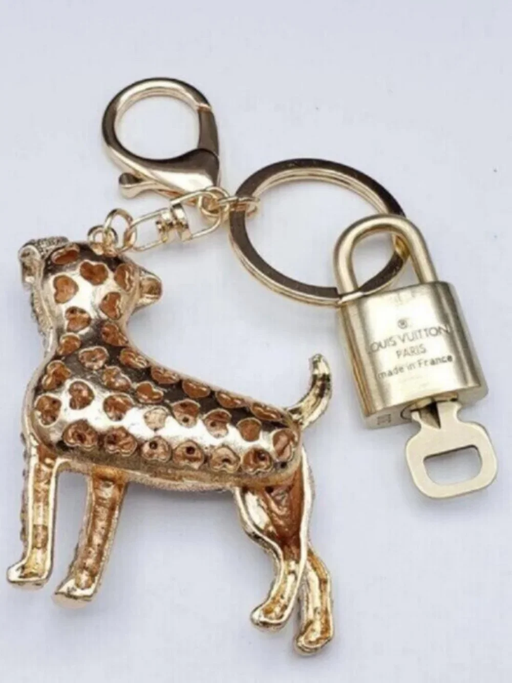 Authentic LV Gold Padlock 🔒Unbranded Dog Keychain Charm for Louis Vuitton Bags
